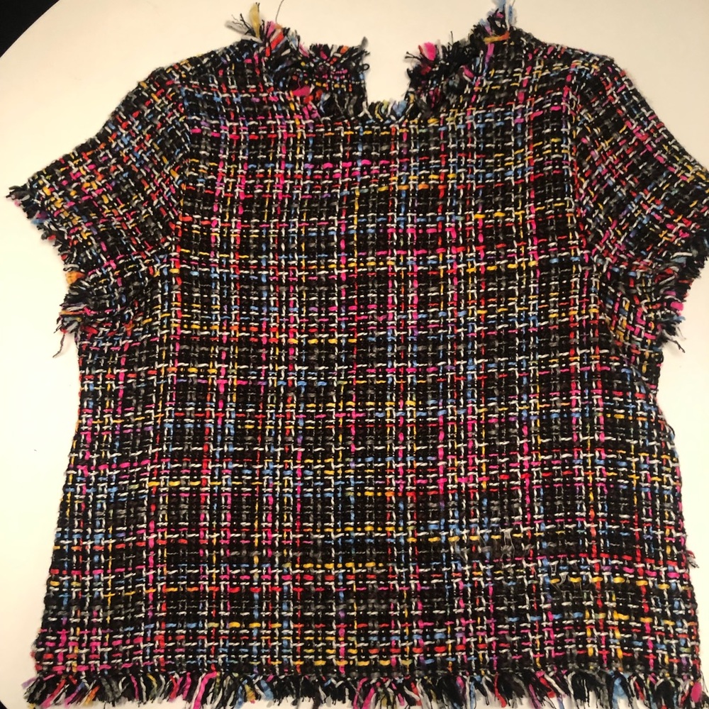 Zara tweed short sleeve shirt